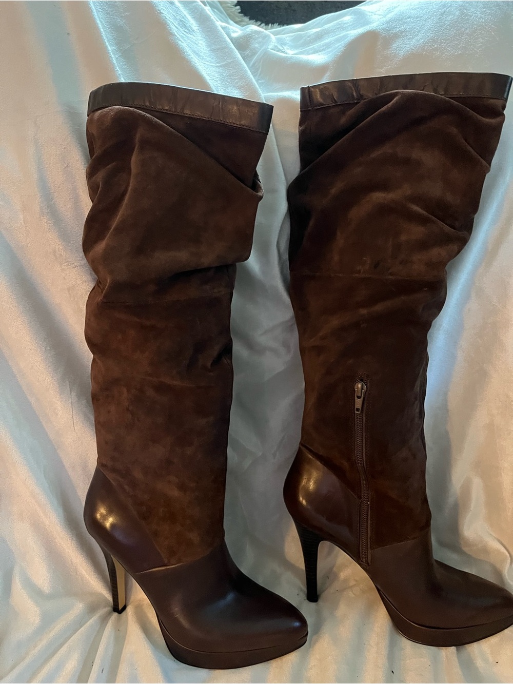 Nine West Women's Brown Suede Knee-High Stiletto Boots